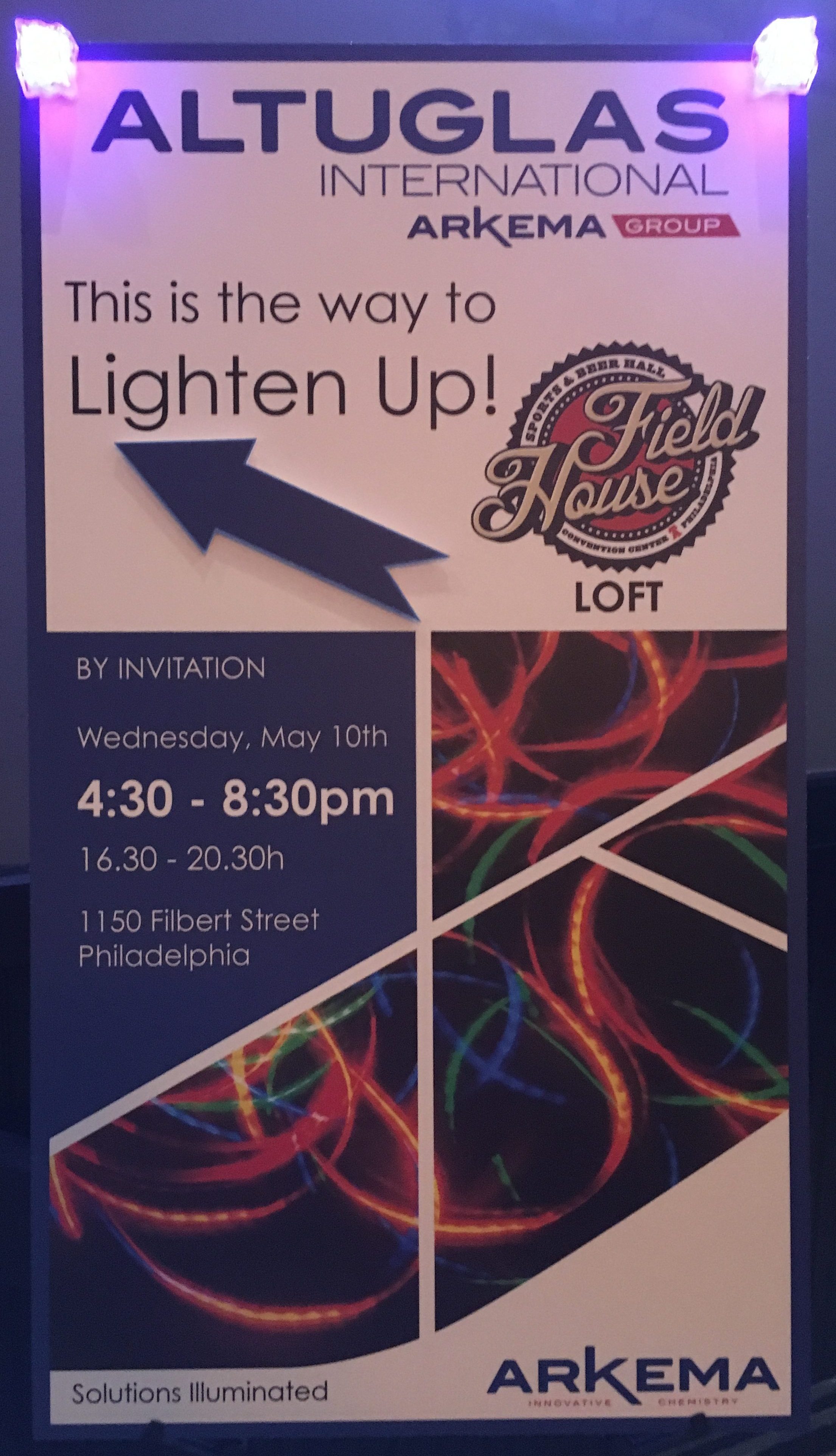 sign directing people to the Lighten Up event